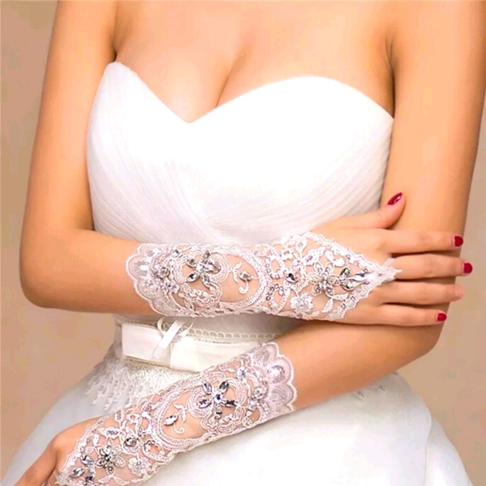 Bridal Gloves Elegant Rhinestone